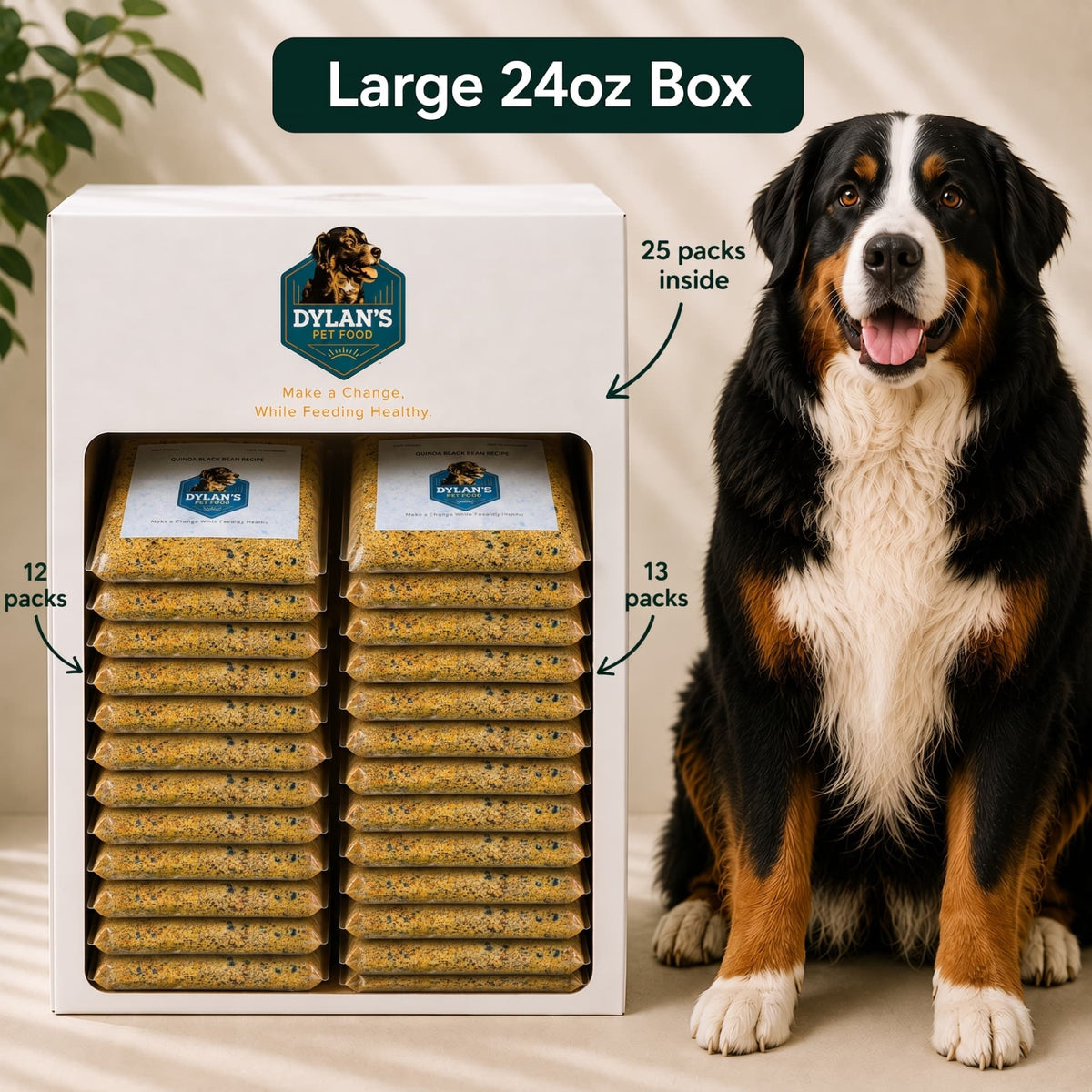Allergy-friendly dog food for sensitive dogs — Large 24oz Box with 25 packs stacked inside