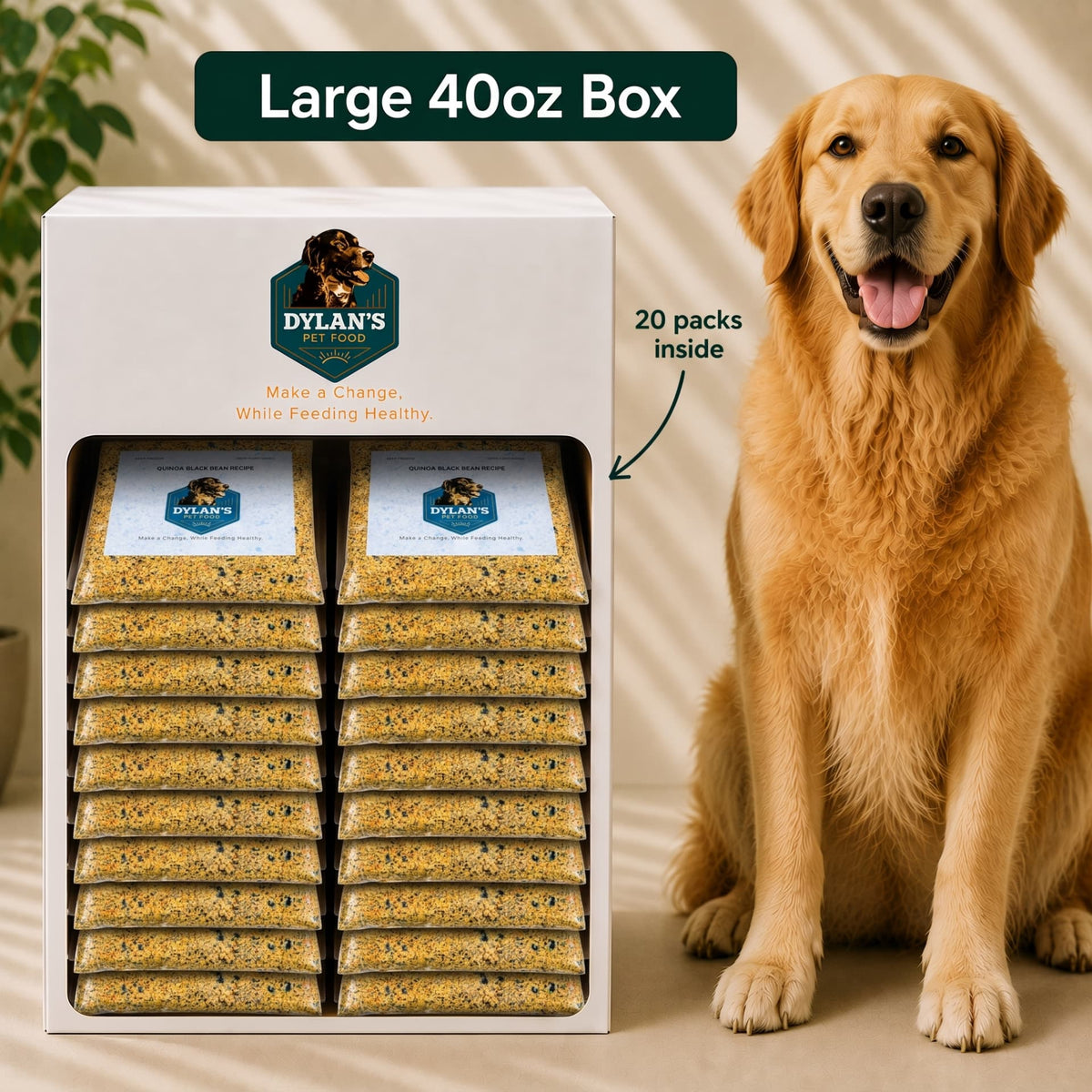 Allergy-friendly dog food for sensitive dogs — Large 40oz Box with 20 packs stacked inside