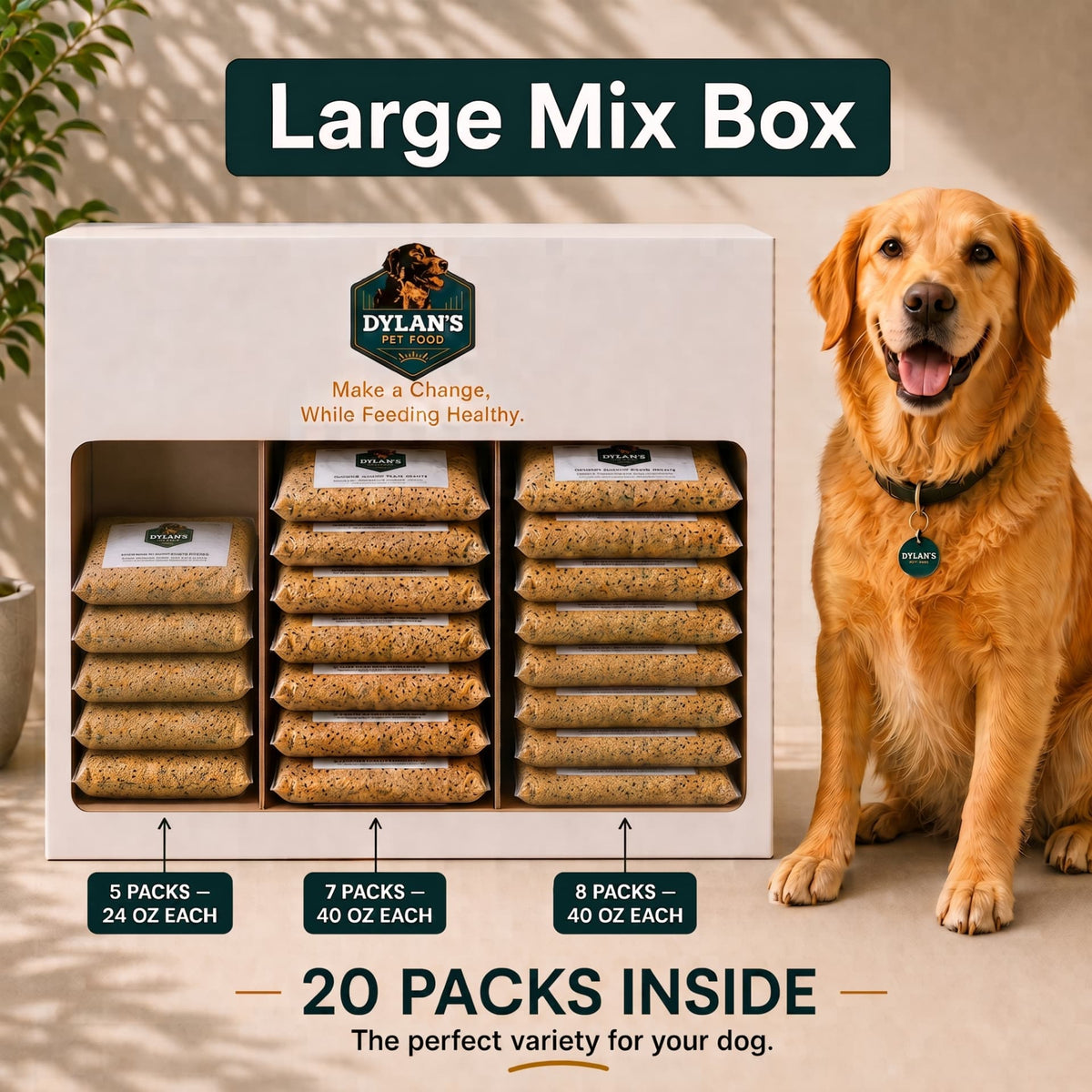 Allergy-friendly dog food for sensitive dogs — Large Mix Box with 20 packs inside