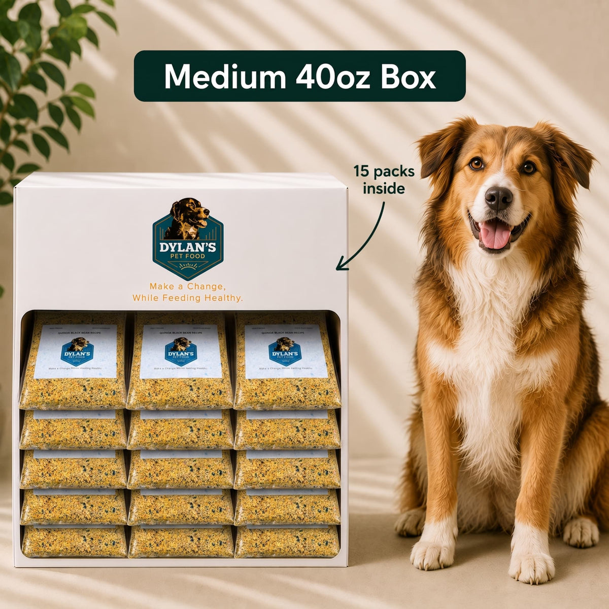 Allergy-friendly dog food for sensitive dogs — Medium 40oz Box with 15 packs stacked inside