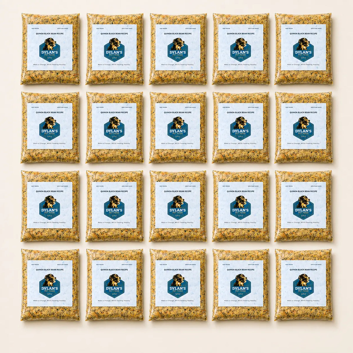 What's inside the Medium 24oz Box — flat-lay of 20 packs of allergy-friendly dog food
