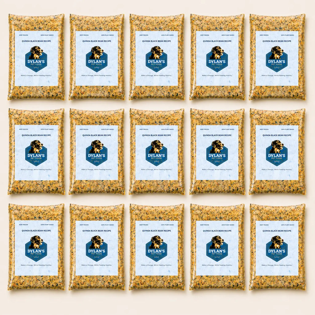 What's inside the Medium 40oz Box — flat-lay of 15 40oz allergy-friendly dog food packs