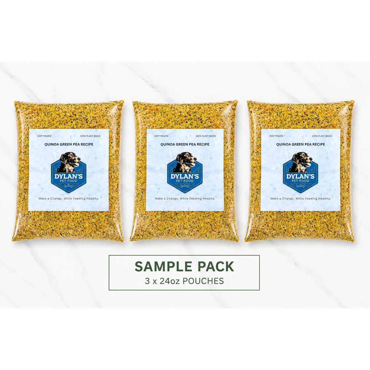 What's inside: 3 packs of 24oz allergy-friendly dog food for sensitive dogs — Green Pea Sample Pack