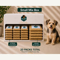 Allergy-friendly dog food for sensitive dogs — Small Mix Box with 15× 24oz and 5× 40oz packs stacked inside